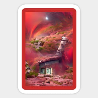 Beautiful House on Mars in the Galaxy Sticker